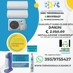 PROMO CONDIZIONATORE DUALSPLIT DAIKIN INVERTER POMPA DI CALORE REFRIGERANTE ECOLOGICO R32 CLASSE A